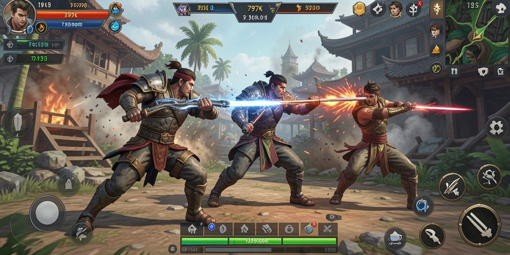 Screenshot gameplay 797K menunjukkan aksi pertempuran strategis yang mendebarkan.