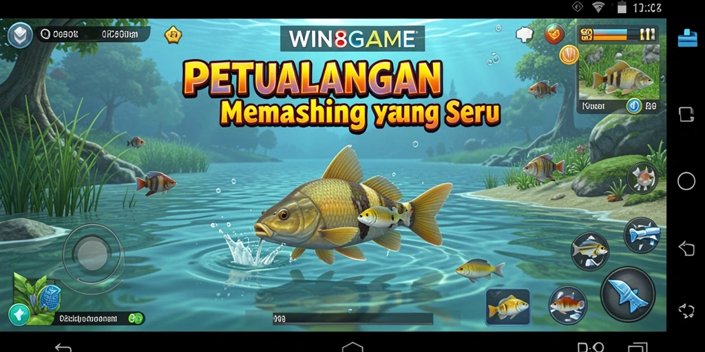 Gameplay mendebarkan WIN8GAME saat memancing ikan terbesar.